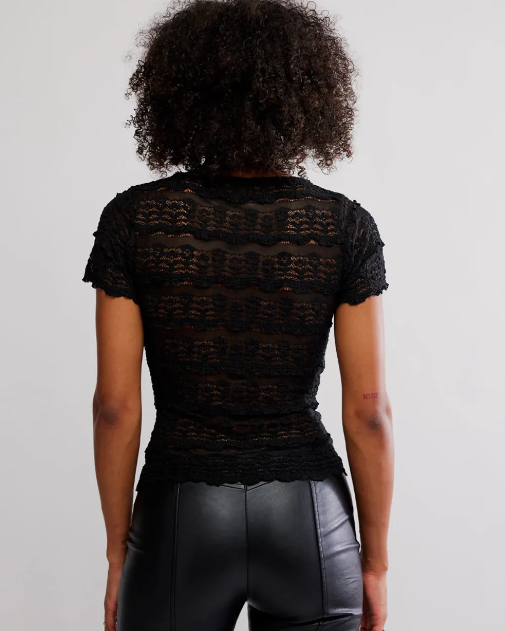 Free People Angelina Lace Tee - Black^ Tees + Sweatshirts