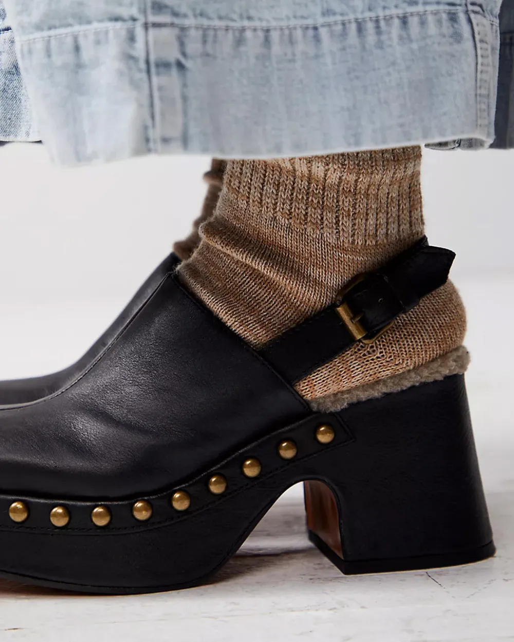 Free People Autumn Studded Platform Clog - Black^ Shoes