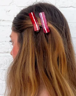 Jenny Lemons Bacon Alligator Hair Clip Set^ Hats + Hair