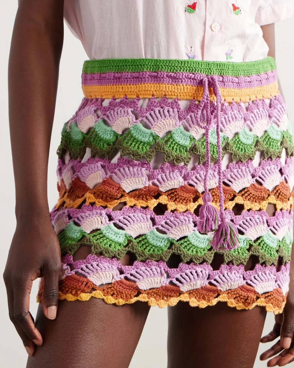 Farm Rio Bananas Crochet Stitch Skirt^ Bottoms
