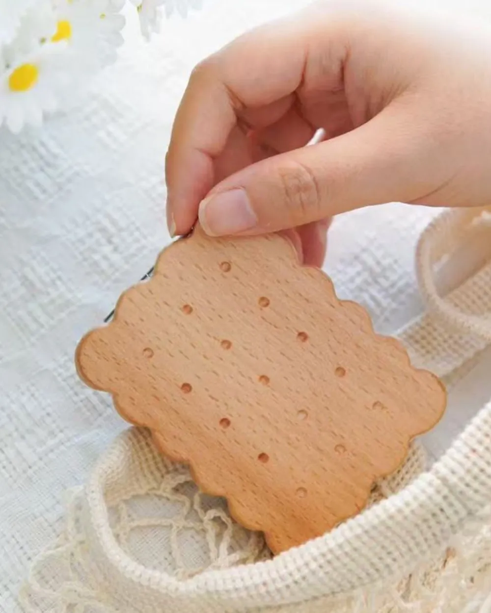 Senser Woodcraft Biscuit Pocket Mirror^ Travel Accessories