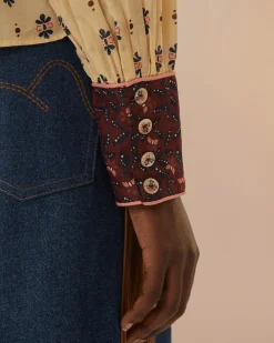 Farm Rio Burgundy Ainika Chill Blouse^ Tops