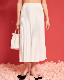 Sister Jane Carolina Pleated Midi Skirt - Pearled Ivory^ Bottoms