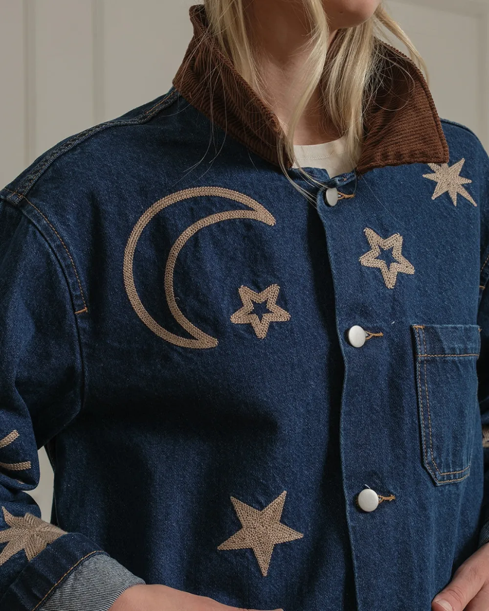 RAISONNEL Celestial Embroidered Denim Jacket^ Jackets