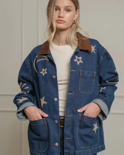RAISONNEL Celestial Embroidered Denim Jacket^ Jackets