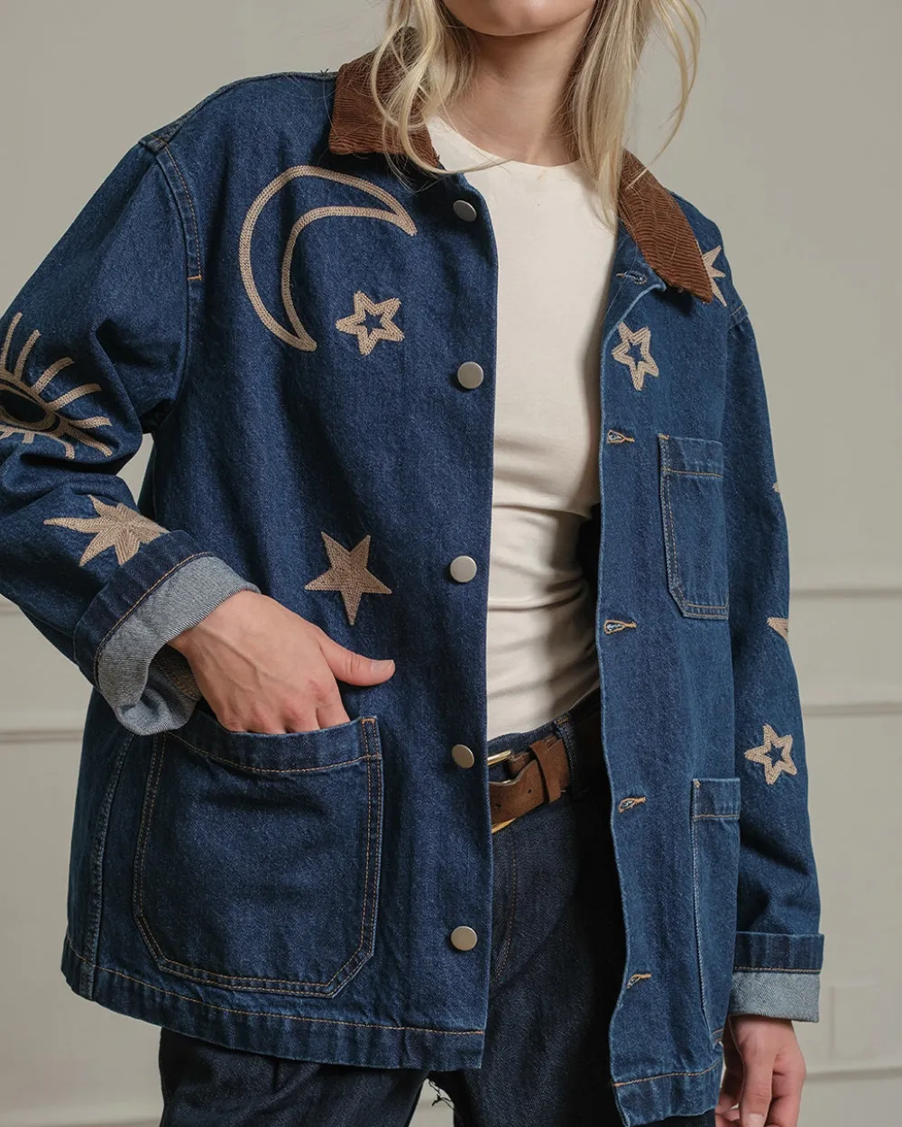 RAISONNEL Celestial Embroidered Denim Jacket^ Jackets