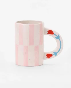ChagoArt Ceramic Coffee Mug - Pink Stripe^ Kitchen + Bar