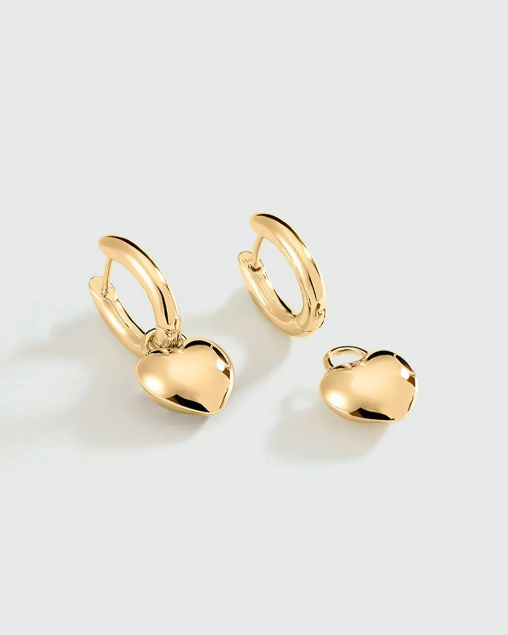HoopLa Style Charm Heart Huggie Hoop Earrings - Yellow Gold^ Jewelry