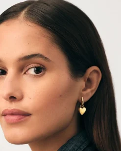 HoopLa Style Charm Heart Huggie Hoop Earrings - Yellow Gold^ Jewelry