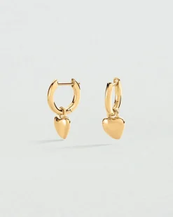 HoopLa Style Charm Heart Huggie Hoop Earrings - Yellow Gold^ Jewelry