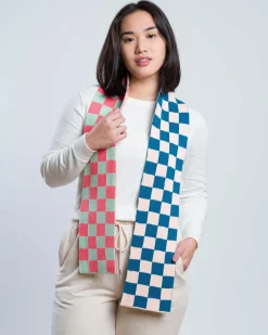 Verloop Checkerboard Mini Scarf - Melon Jade^ Scarves + Gloves