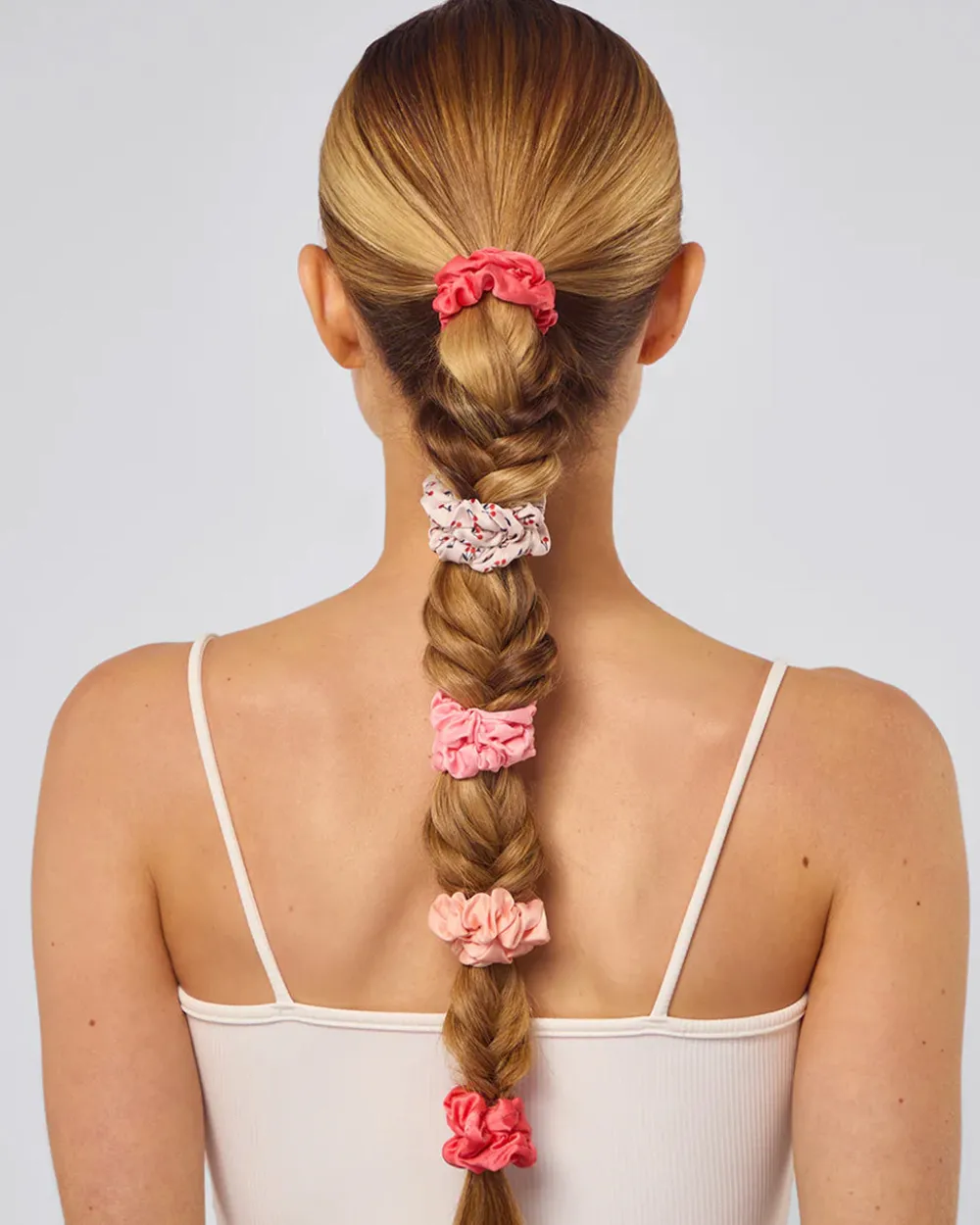 Kitsch Cherry Blossom Ruched Satin Scrunchies - Set of 5^ Hats + Hair