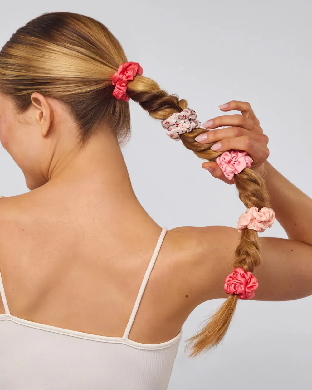 Kitsch Cherry Blossom Ruched Satin Scrunchies - Set of 5^ Hats + Hair