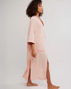 Free People Close To Home Flannel Robe - Neon Peach^ Tops