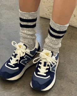 Le Bon Shoppe Cottage Varsity Socks - Heather Grey Varsity^ Socks + Slippers