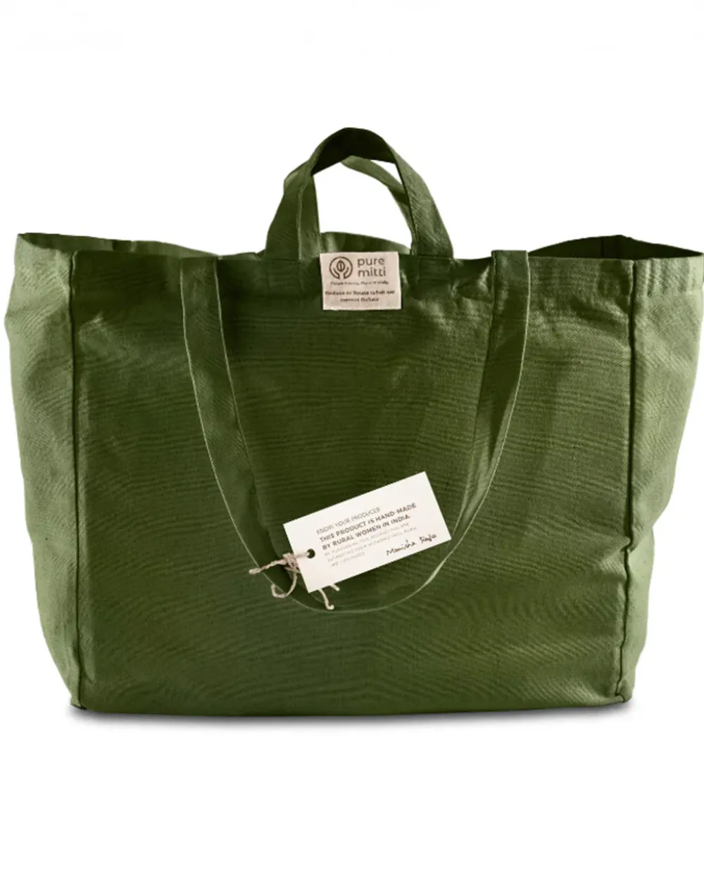Pure Mitti Cotton 6-Pocket Tote Bag - Sage Green^ Bags
