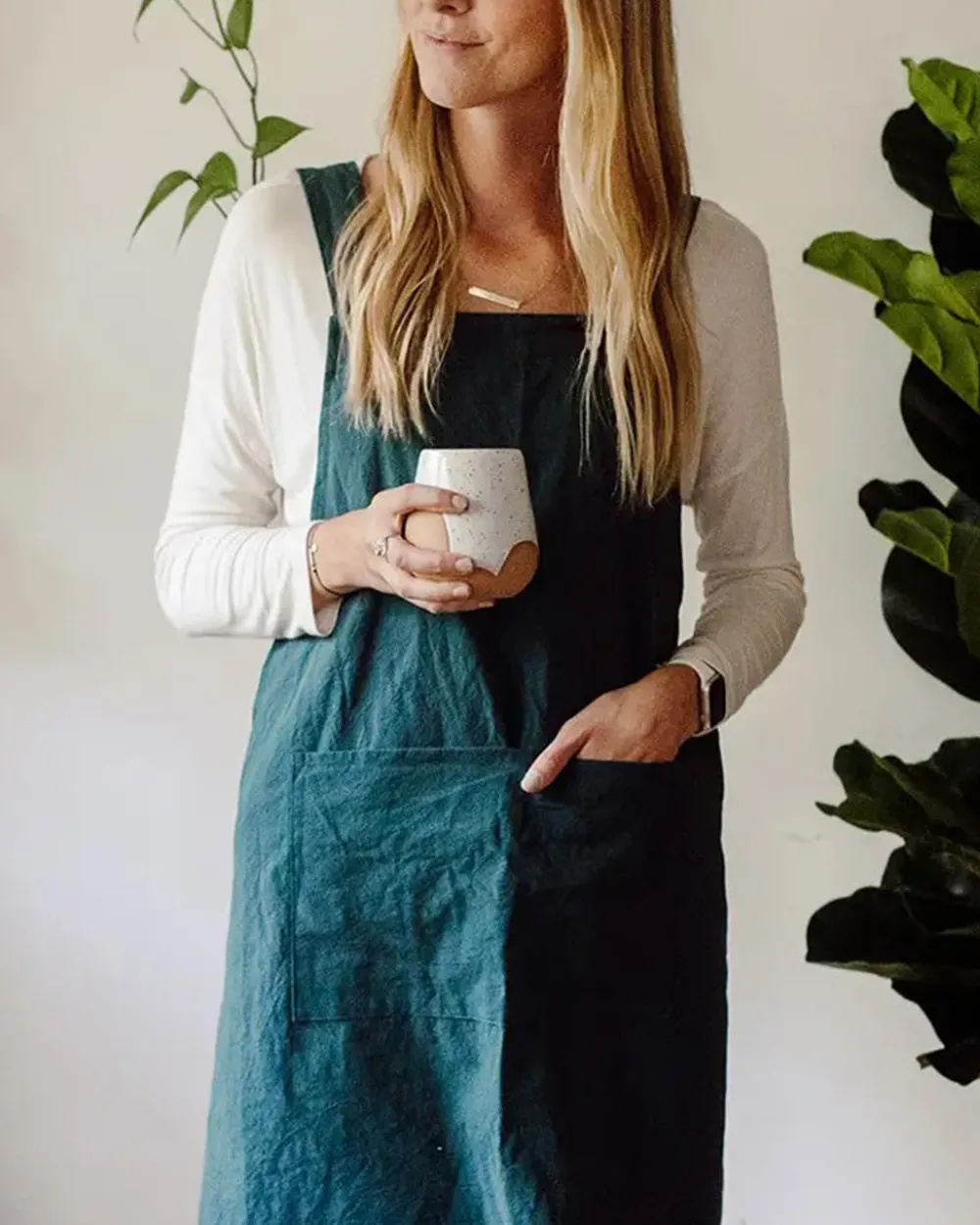 Cate Paper Co. Cross Back Apron - Peacock Blue^ Outdoor