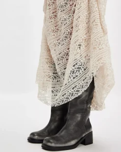 Free People Dana Distressed Pull-On Boot - Black Leather^ Shoes
