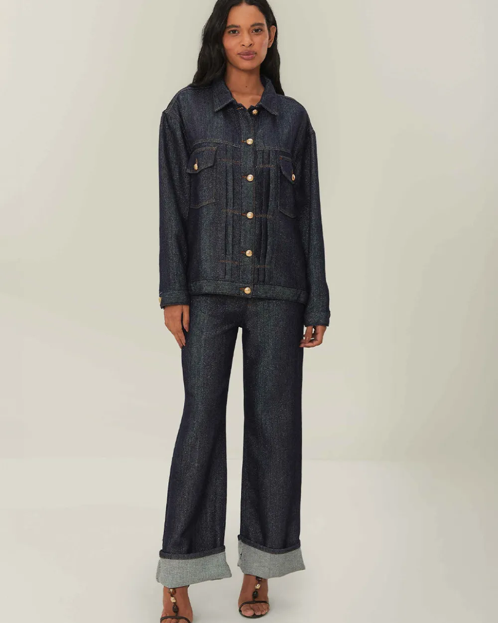 Farm Rio Denim Shine Wide Leg Pants^ Bottoms
