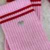 Le Bon Shoppe Embroidered Boyfriend Socks - Amour Pink + Heart^ Socks + Slippers
