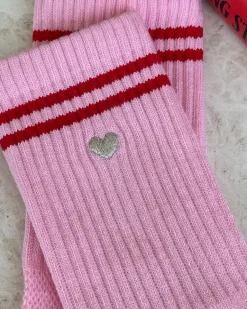 Le Bon Shoppe Embroidered Boyfriend Socks - Amour Pink + Heart^ Socks + Slippers
