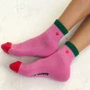 Le Bon Shoppe Embroidered Color Block Girlfriend Socks - Rose Green + Heart^ Socks + Slippers