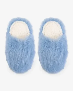 Verloop Faux Fur Slide Slippers - Periwinkle^ Socks + Slippers