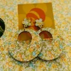 Chicka & Co Floral Fabric Wood Earrings^ Jewelry