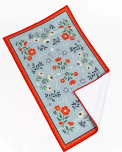 Modern Pastime Floral Print Tea Towel - Blue^ Kitchen + Bar