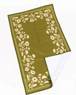 Modern Pastime Floral Silhouette Tea Towel - Olive^ Kitchen + Bar