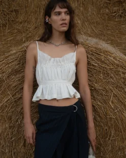 Muse Assembly Florence White Gathered Top^ Tops