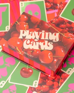 ban.do Game Night! Double Deck Playing Cards - Cherry Stripe^ Games + Activities