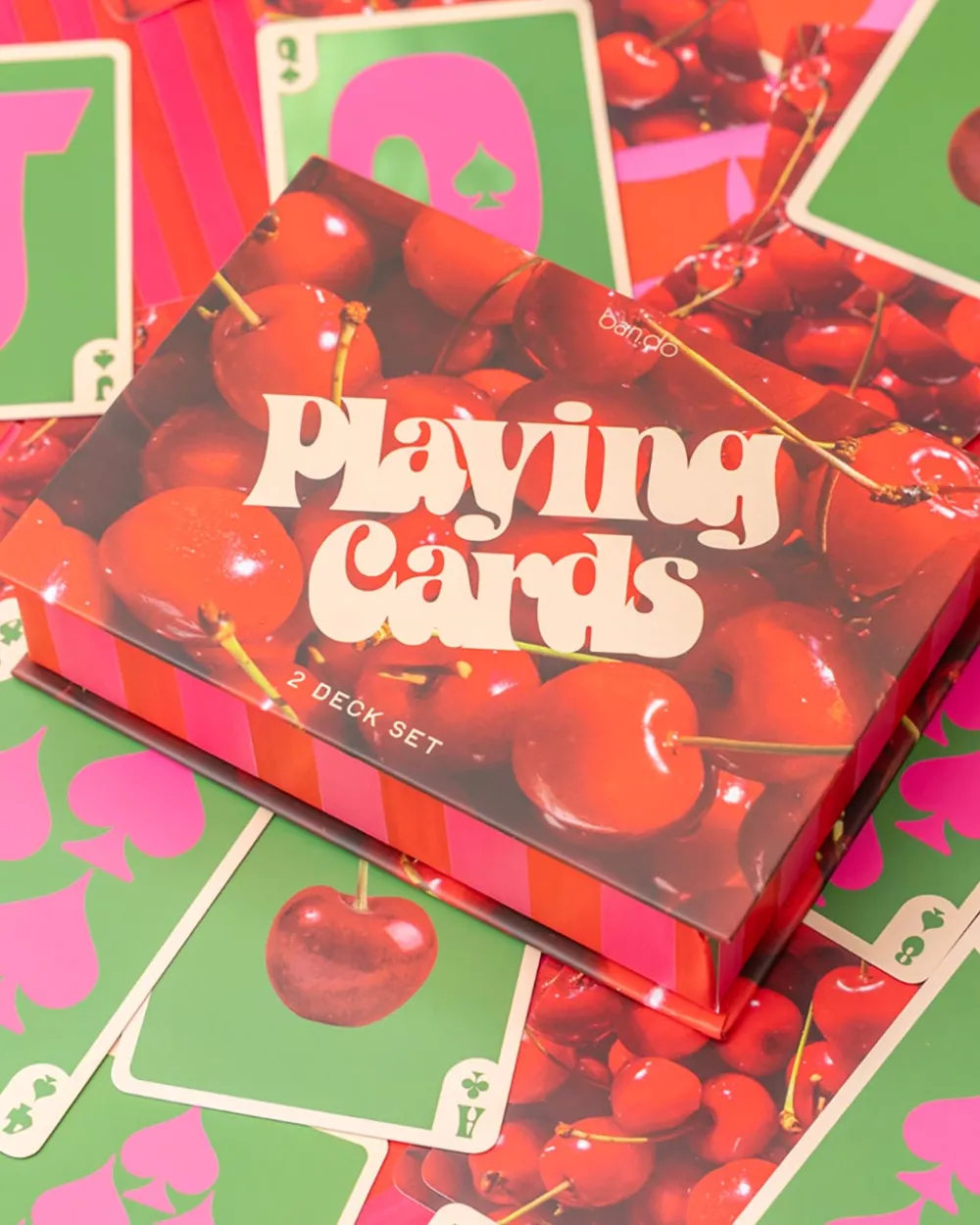 ban.do Game Night! Double Deck Playing Cards - Cherry Stripe^ Games + Activities