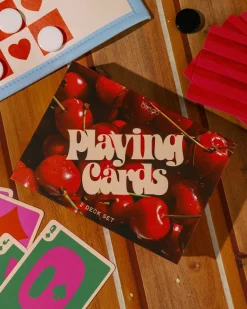 ban.do Game Night! Double Deck Playing Cards - Cherry Stripe^ Games + Activities