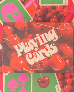 ban.do Game Night! Double Deck Playing Cards - Cherry Stripe^ Games + Activities