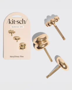 Kitsch Gold Metal Pony Pins - Set of 3^ Hats + Hair