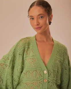 Farm Rio Green Textured Knit Cardigan^ Sweaters
