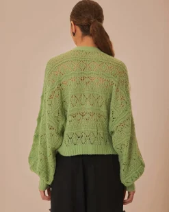Farm Rio Green Textured Knit Cardigan^ Sweaters