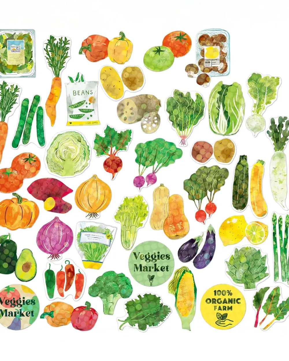 Greeting Life America Hako Stickers - Vegetables^ Stickers + Tape
