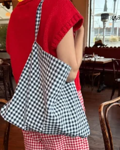 Le Bon Shoppe Happy Carry Bag - Navy Gingham^ Bags
