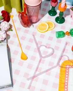 ban.do Heart Glass Straw Set^ Kitchen + Bar