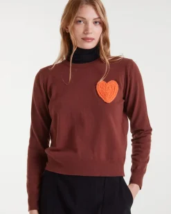 Compañía Fantástica Heart Sweater - Brown^ Sweaters