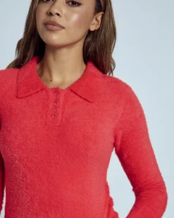 Native Youth Heidi Brushed Knit Long Sleeve Polo Top^ Tops