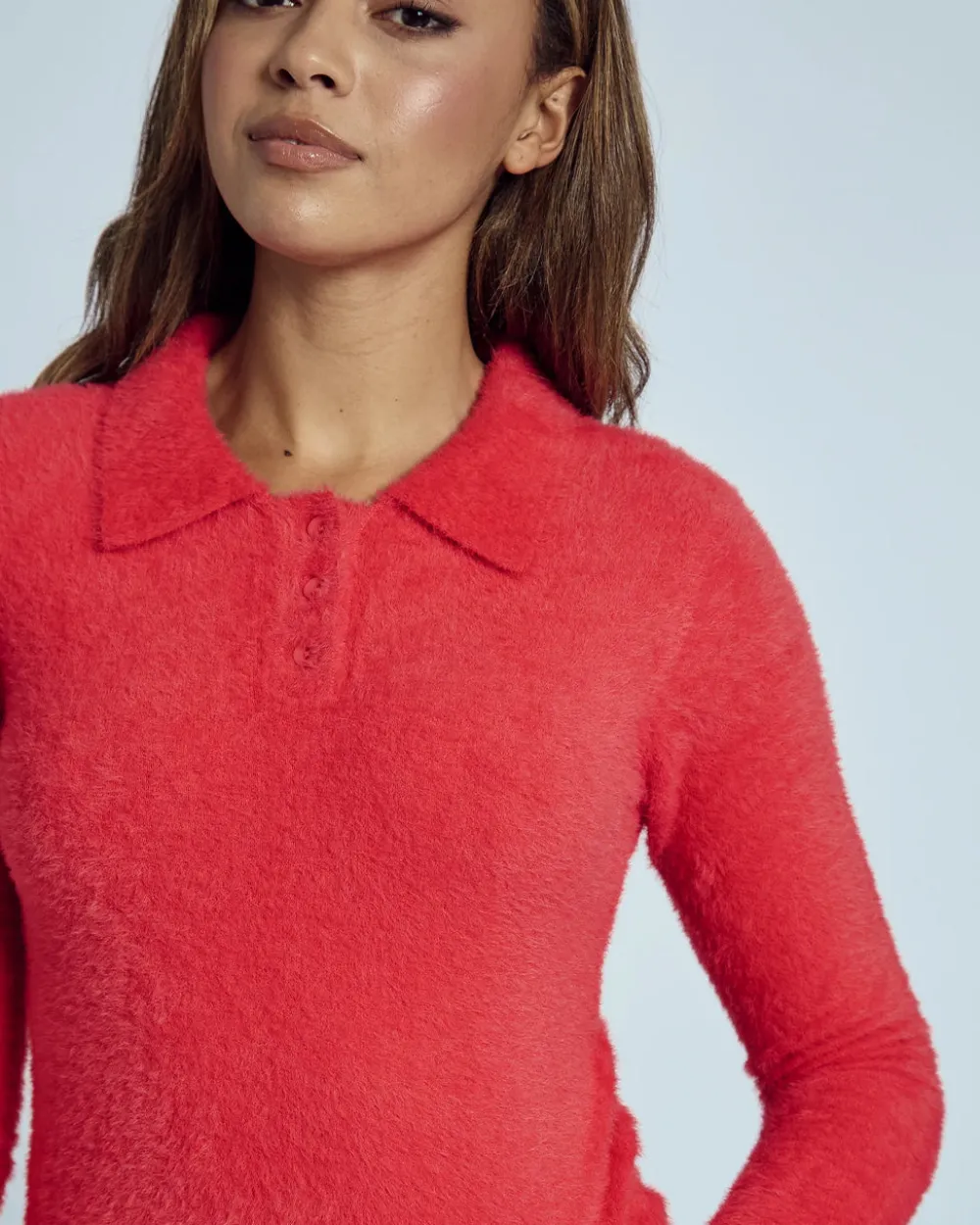 Native Youth Heidi Brushed Knit Long Sleeve Polo Top^ Tops