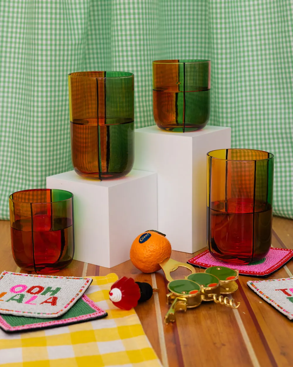ban.do High Ball Glass Set - Colorblock^ Kitchen + Bar