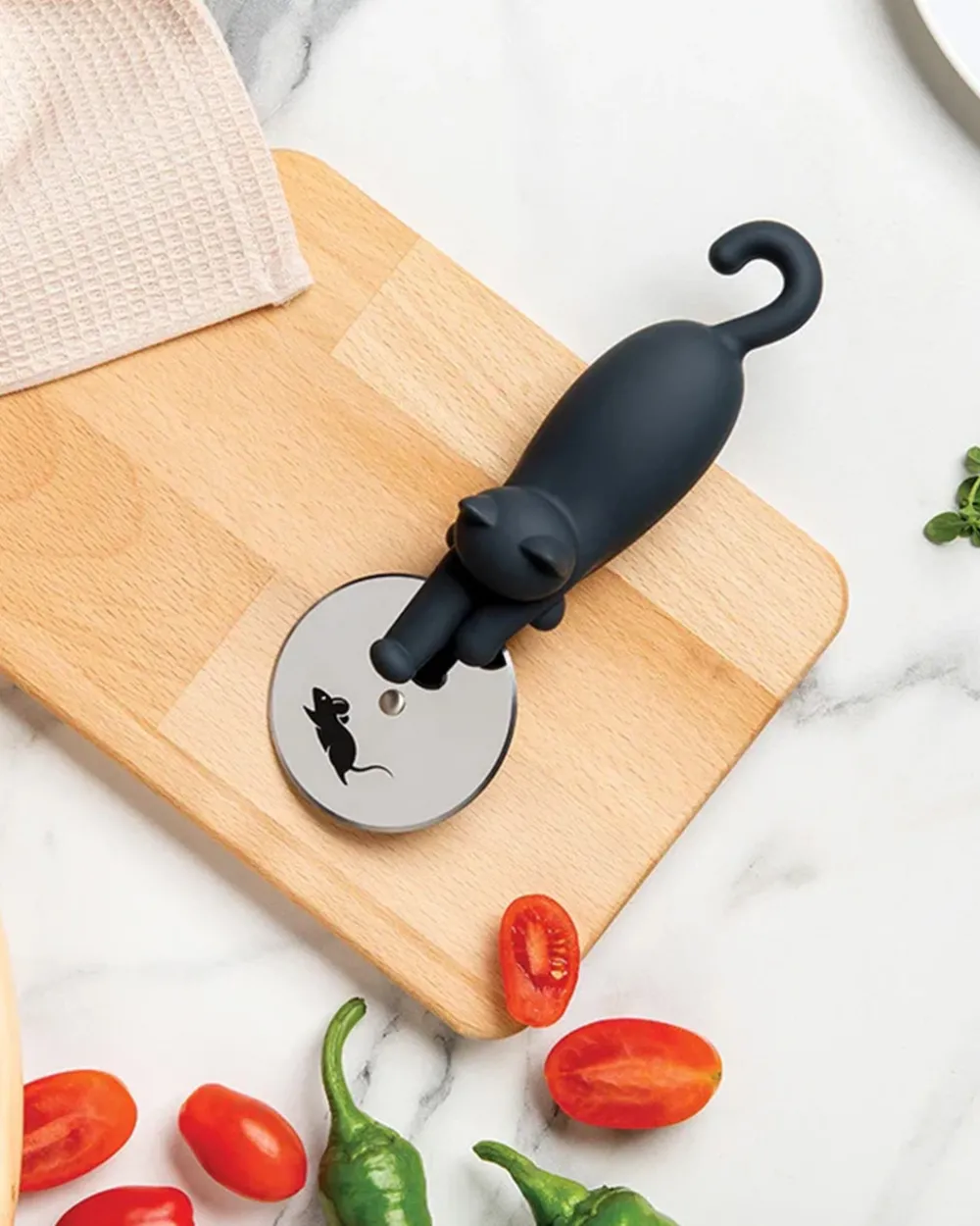 OTOTO Kitty Cut Pizza Cutter Wheel^ Kitchen + Bar