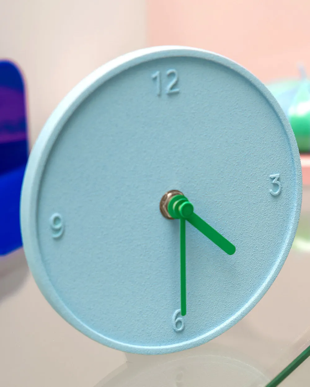 Helio Ferretti Co Light Blue Raw Round Clock^ Desk Accessories
