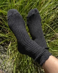 Le Bon Shoppe Linen Scallop Socks - Charcoal^ Socks + Slippers