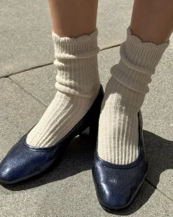 Le Bon Shoppe Linen Scallop Socks - Naturel^ Socks + Slippers