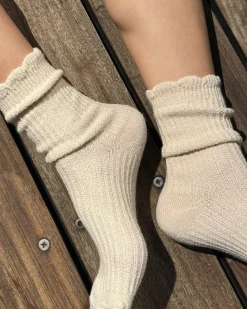 Le Bon Shoppe Linen Scallop Socks - Naturel^ Socks + Slippers